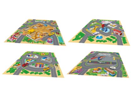 Hrací mapa s 2 dopravními prostředky kov 70x70 cm