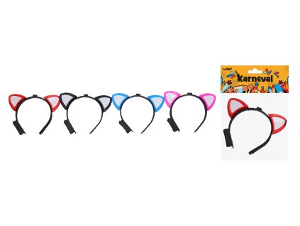 Čelenka s ozdobou uši svítící (blikající) 14x18 cm