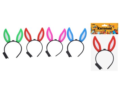 Čelenka s ozdobou uši králičí svítící (blikající) 22x14,5 cm