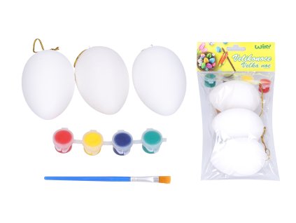 Vajíčka na vybarvení 5x8cm, 3 ks + barvy + štětec