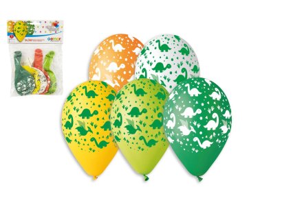 Balonek/Balonky nafukovací dinosaurus 12'' průměr 30cm 5ks v sáčku