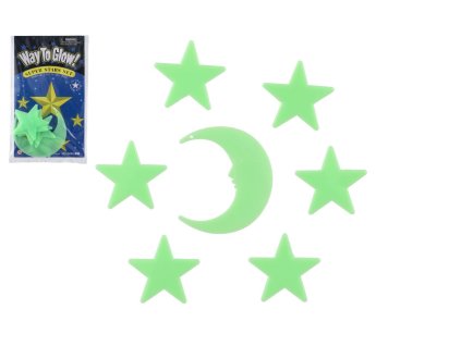 Hvězdy svítící ve tmě 5,5cm plast na kartě 12x20cm