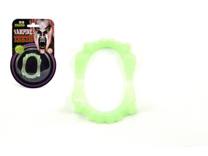 Zuby svítící upír 5cm na kartě karneval