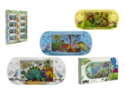 Vodní hra hlavolam dinosaurus plast 18cm 4 barvy v krabičce 16ks v boxu