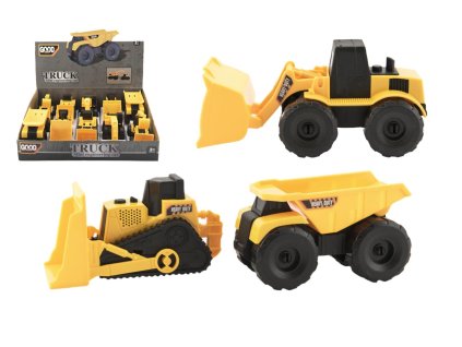 Stavební stroje plast 12-14cm mix druhů 10ks v boxu