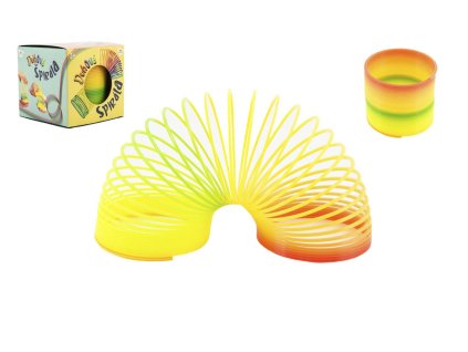 Spirála/pružina duhová plast průměr 7,5cm v krabičce 8x7,5x8cm