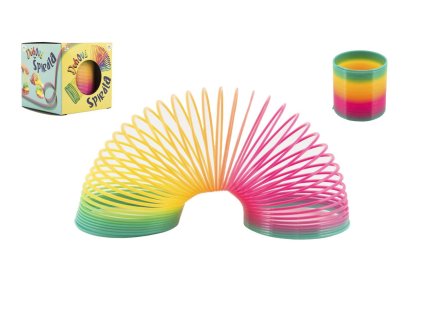 Spirála/pružina duhová plast průměr 6,5cm v krabičce 7x7x7cm