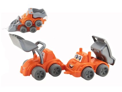 Stavební stroje 2ks plast na volný chod v síťce 13x17x28cm 12m+