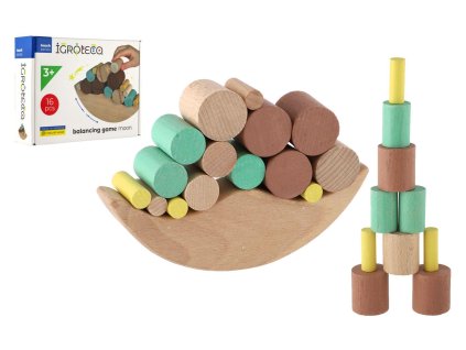 Hra balanční dřevo 16 dílků v krabici 22x16x6cm