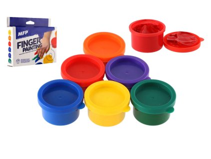 Barvy prstové 6 ks barev 30ml v krabičce 17x14,5x3cm