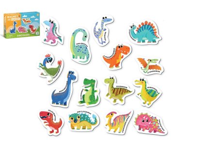 Magnety Dinosauři 15ks v krabičce 17x11x3cm