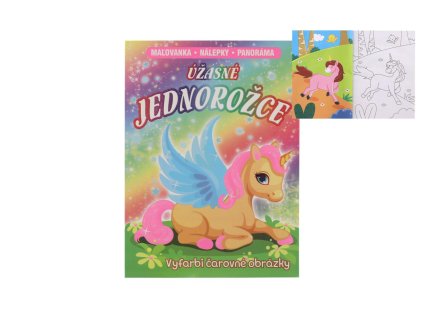 Maľovanky + nálepky + panoráma Úžasné jednorožce SK verzia 23x31cm
