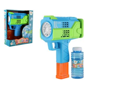Bublifuk pistole s náplní plast 16cm na baterie v krabičce 18x23x8cm