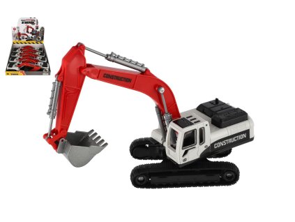 Stavební stroj bagr pásový plast/kov 8x26cm na volný chod 8ks v boxu