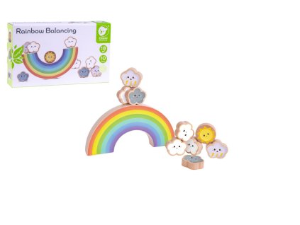 Hra balanční duha s mráčky dřevo 10ks v krabičce 20x12x4,5cm 18m+