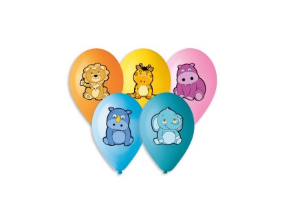 Balonek/Balonky nafukovací 5ks s potiskem zvířátka 11-12'' průměr 28-30cm v sáčku