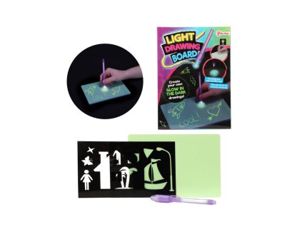 Tabulka s perem s neviditelným inkoustem na baterie svítící ve tmě v krabičce 15x21x2cm