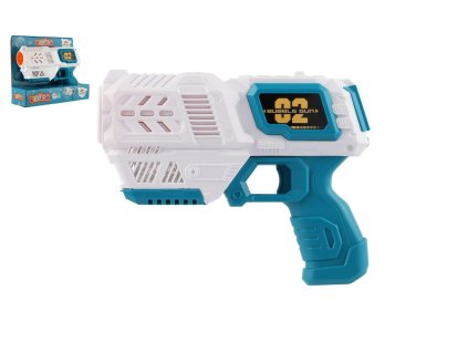 Bublifuk pistole s náplní plast 19cm na baterie v krabici 21x17x7cm