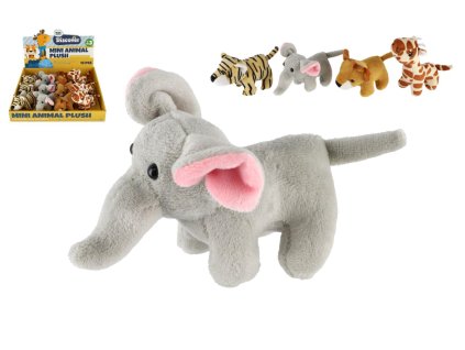 Zvířátko safari/ZOO plyš 10-15cm 4 druhy 12ks v boxu 3m+
