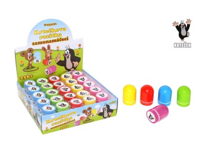 Razítko samonamáčecí Krtek plast 3x4,5cm 5 barev 25ks v boxu