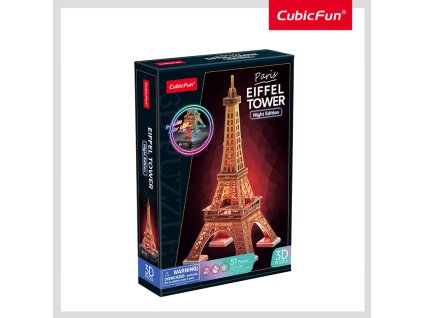 CubicFun - Puzzle 3D s LED Noční edice: Eiffelova věž 51 dílků