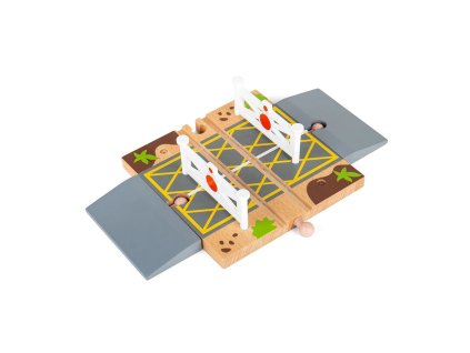 Bigjigs Rail Dřevěné autodráhy železniční přejezd s brankami