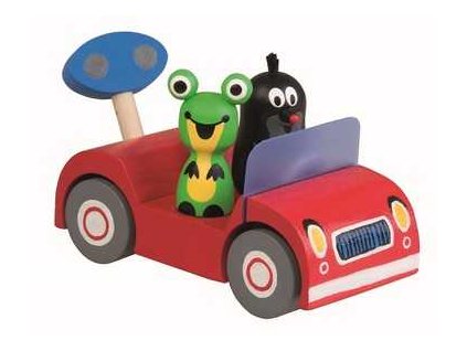 Detoa Dřevěné auto červené - Krtek na výletě