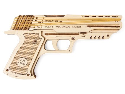 Ugears 3D dřevěné mechanické puzzle Wolf-01 Pistol