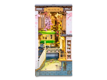 RoboTime 3D skládačka Zarážka na knihy Miniatura domečku Sakurová ulička