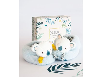 Doudou Dárková sada - Sada prvních botiček koaly Yoca s chrastítky 0-6 měsíců