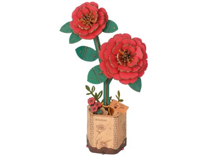 RoboTime 3D dřevěná skládačka Červená kamélie