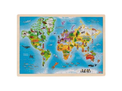 Goki Dřevěné puzzle Mapa světa