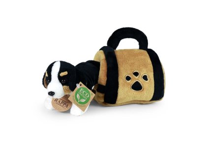 Rappa Plyšový pes Bernský salašnický v přepravce 15 cm ECO-FRIENDLY