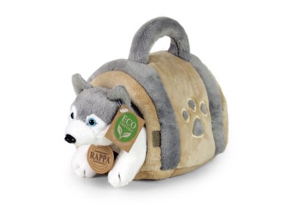 Rappa Plyšový pes Husky  s přepravkou 13 cm ECO-FRIENDLY