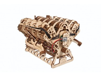 Ugears 3D dřevěné mechanické puzzle Motor V8