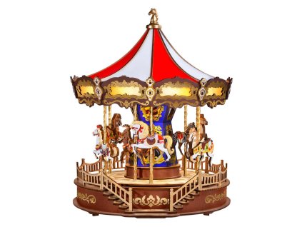 RoboTime 3D dřevěná skládačka hrací skříňky Klasický kolotoč