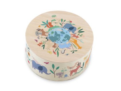 Vilac Dřevěný cajón bubínek Zvířata světa Sarah Betz
