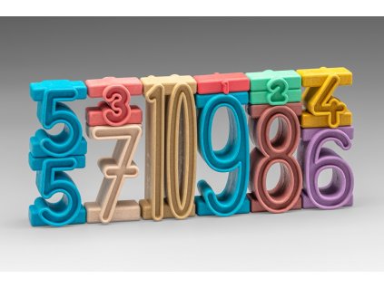 Wissner Dřevěná sada barevných stohovacích čísel 11 ks