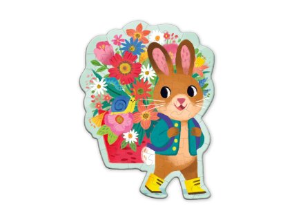 Mudpuppy Puzzle s blahopřáním Zajíček s kyticí