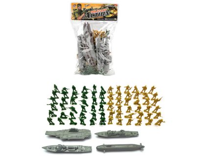 Vojenská army sada figurky vojáci + 4 válečná plavidla 76ks v sáčku plast