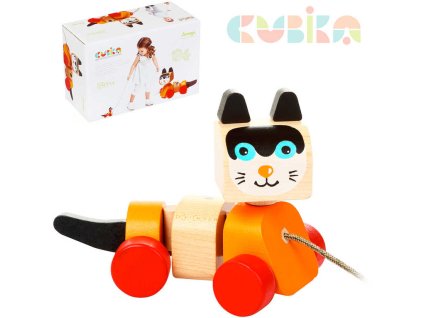 CUBIKA DŘEVO Baby Kočička tahací na kolečkách *DŘEVĚNÉ HRAČKY*