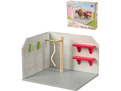 KIDS GLOBE Mycí box pro koně 1:24 DŘEVĚNÁ STAVEBNICE