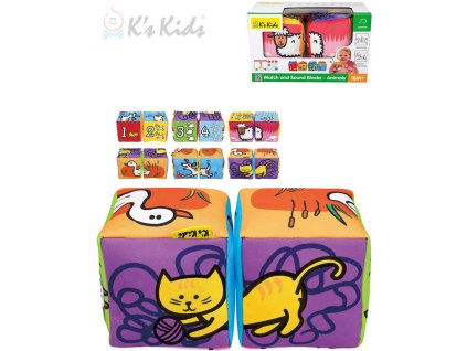 K´S KIDS Baby soft kostky textilní 2ks zvířátka počítání na baterie Zvuk