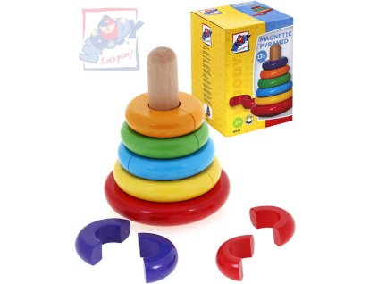 WOODY DŘEVO Pyramida skládací magnetická vkládačka Káča *DŘEVĚNÉ HRAČKY*