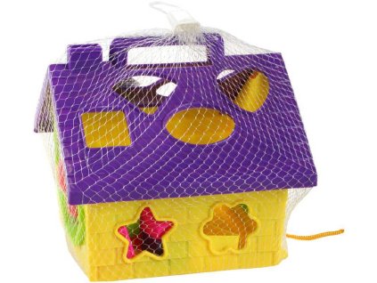 Vkládačka plastová set baby domeček s tvary v síťce pro miminko