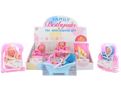 Panenka miminko 10cm v župánku 6 druhů set s doplňky