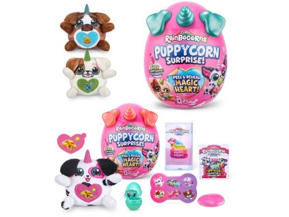 ADC PLYŠ Rainbocorns jednorožec S2 Pejsek 7 druhů ve vajíčku
