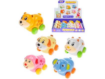 Zvířátko baby na kolečkách na setrvačník kývající hlavička 6 druhů plast