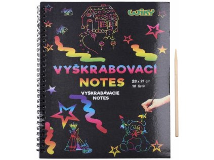 Notes vyškrabovací duhový 28x21cm 10 listů set s nástrojem