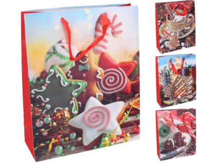 Taška dětská dárková Vánoce vel. L 30x40cm sladkosti 4 druhy karton